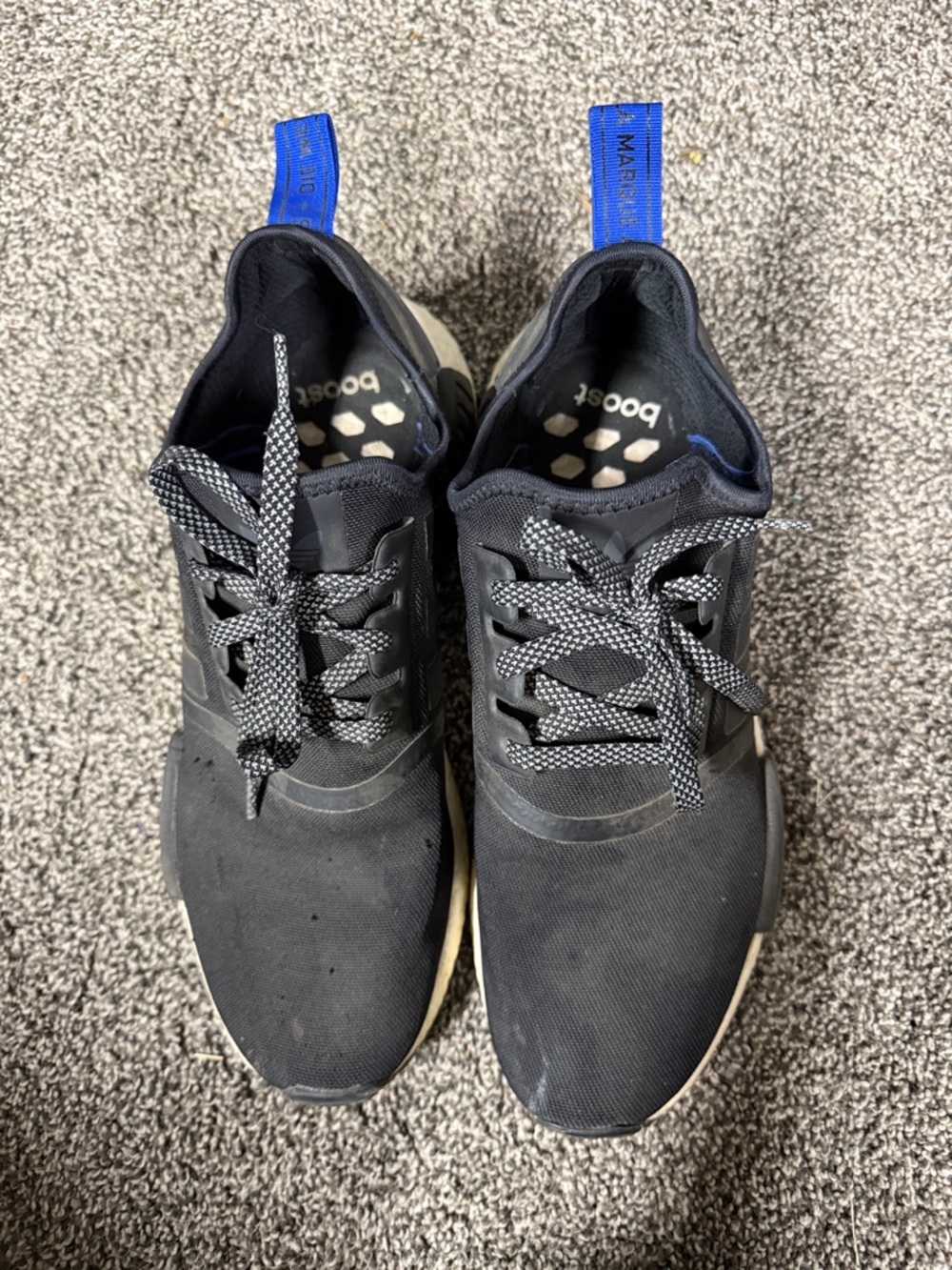 adidas Black Sneakers with Blue Heel Tabs